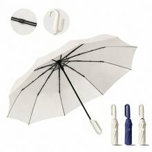 Travel Golf Folding Umbrella, 10 Ribs, Automatic Open/Close, Lightweight Portable Backpack, Outdoor Car Sunshade, Sun/Rain Protection, Anti-UV 99%, UPF 50 - Blanco - Ver 1