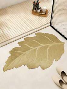 1pc Gold Leaf Shaped Absorbent Quick Dry Multi-Purpose Doormat, Hand Wash Only, Printed, Oval Bath Mat Shape, Bathroom Mat, Bathroom Carpet, Entrance Mat, Small Rug, Carpet, Mat, Home Decor, Area Rug, Outdoor Mat, Home Decor, Area Carpet, Bedroom Carpet, Washable Carpet - Multicolor 4 - View 5