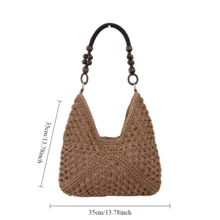 Túi tote dệt kiểu Bohemian rộng rãi, túi du lịch biển đa năng dành cho nữ, được bán bởi ZipBox. - Màu xanh nhạt - Xem 2