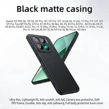 Compatible With Xiaomi, Black Matte Shell, Ultra-Thin, Slim Fit, Scratch-Resistant, Anti-Fall, Camera Lens Protection, Soft TPU Frame, Durable, Anti-Slip, Anti-Yellowing, Full Body Protection Back Cover - Black - View 1