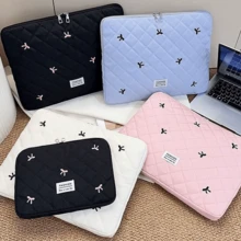 Cute Bow Quilted Laptop Sleeve, Fits 10/11 Inch And 13/14/15/15.6 Inch Laptops, Portable Shock-Resistant Computer Inner Bag Compatible With MacBook, HP And All Laptops - View 1