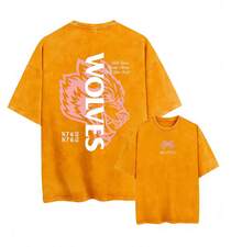 2026Darc Wolf Print Vintage Washed Men's T-Shirt, Perfect For Fitness And Weight Training, Loose Summer Gym T-Shirt, Suitable For Workouts. Loose And Comfortable, Casual And Easy To Wear, High-Quality Wax Printed Cotton Retro Fashion Brand T-Shirt, Men's T-Shirt, Beach Must-Have, Men's Summer T-Shirt, Holiday Gift, Perfect Gift, Valentine's Day Gift - 橘色 - 查看 2
