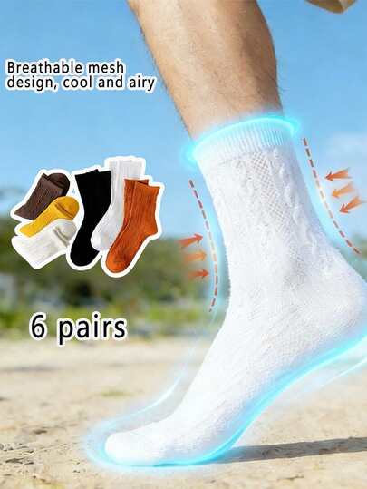 Atmungsaktive Mesh Rundhals Socken | Strukturierter Zopfstrick | Feuchtigkeitsableitende Freizeitsocken