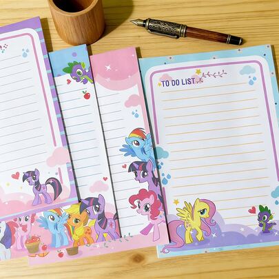 Hasbro Bộ giấy văn phòng phẩm, 4 kiểu giấy viết có dòng kẻ in hình nhân vật dễ thương, giấy viết thư Kawaii và sổ ghi chú công việc để viết nhật ký, học tập, quà tặng cho người hâm mộ.