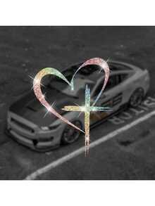 Shiny Heart-Shaped Cross Stickers - Suitable For Applying On Cars, Trucks, Walls, Laptops Etc. - Adhesive, Reusable And Sparkling - A - View 10