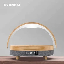 HYUNDAI YH-C009 Plus 无线充电蓝牙音箱，复古床头灯，木纹外观，白光（3 档亮度调节），免提通话，触控操作 - 查看 3