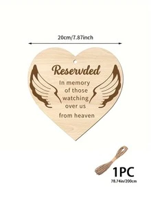 1pc Charming Wooden Wedding Memorial Plaque, Suitable For Wedding Chair Back Wall Decor, Wedding Ceremony Souvenir, Decorated With Durable Hemp Rope, Printed With "Reserved In Heaven" Text For Wedding Decoration - 1PC - View 6