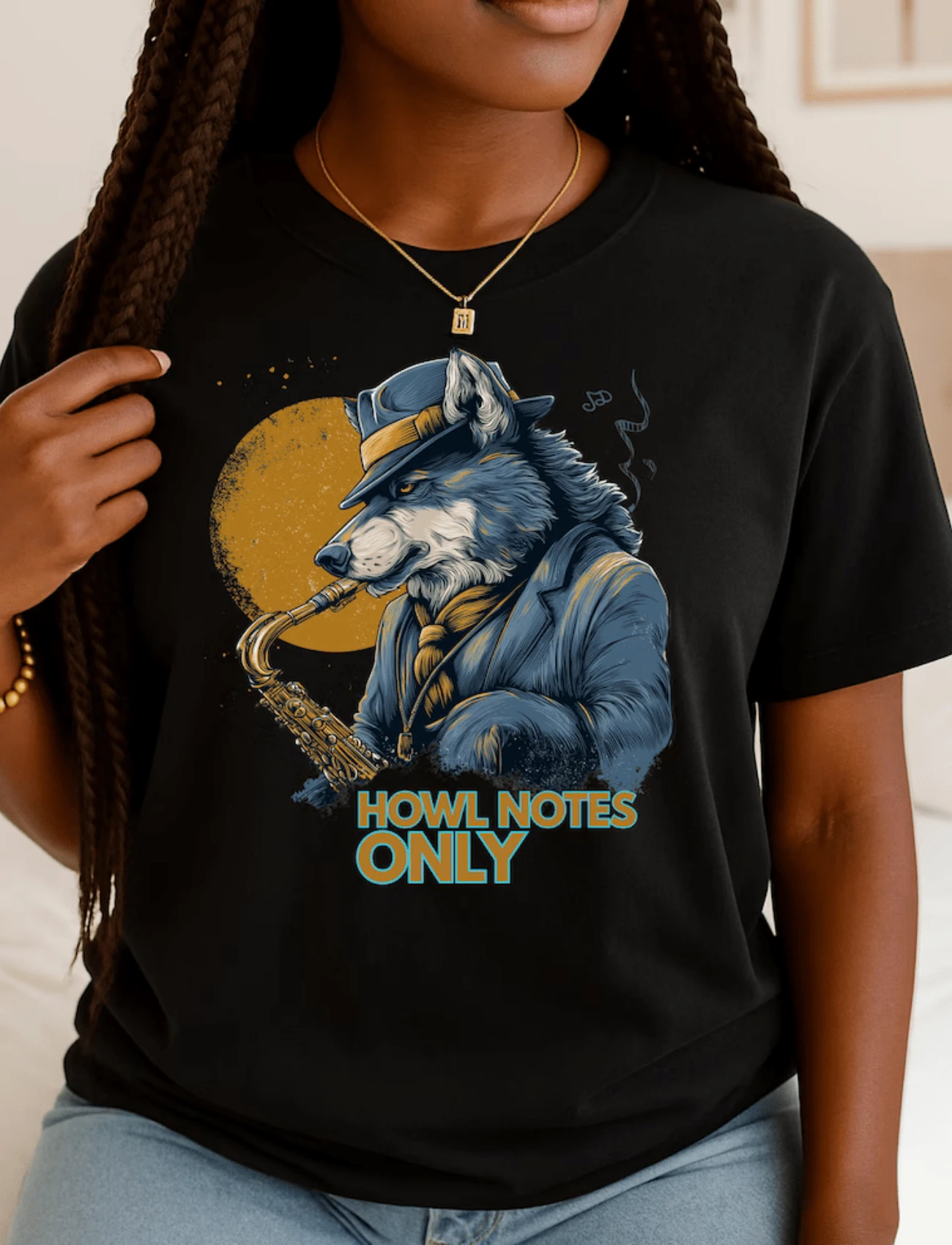 Saxophone Jazz Funny Animal Sax Player Tee, Music Lover Apparel - 黑色 - 查看 1