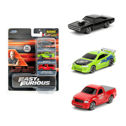 Simba Juego de mini autos Jada, versión de película Speed, modelos de autos de aleación, Dodge, Mitsubishi, camionetas Ford, 3 piezas, escala 1:128, regalo para niños, decoración de coleccionista