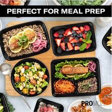 (50 Pack) 32 Oz Meal Prep Containers With Easy Open Lids, Sturdy And Leakproof , Microwave Freezer Dishwasher Suitable, To Go Take Out Plastic Food Storage Pans With Lids, Black - 黑色 - 查看 3