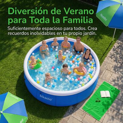 Piscina inflable redonda grande para niños y familias, 310 cm, azul y blanca, para exteriores y jardines