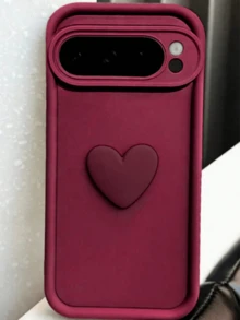 Coque de téléphone en silicone souple 3D en forme de cœur, compatible avec Pixel 9/8 Pro/8A/9 Pro XL, Honor X6a-X8a/Y6p/Y7a, couleur bordeaux, antichoc, étanche, résistant aux rayures - Rouge foncé - Voir 3
