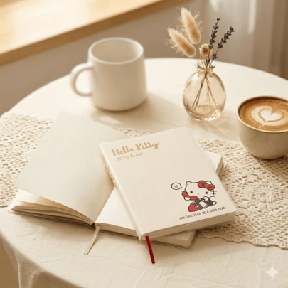 SANRIO [سلسلة سانريو الأكثر مبيعًا] 1 قطعة عشوائية من دفتر التخطيط الجديد لعام 2026 من سانريو، دفتر جدول طالب عالي الجودة، يومية قلم كيوت، 2025.12-2027.5