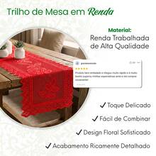 Caminho De Mesa Varias Cores Lindo 1,48 X 0,38 - Vermelho - Visão 2