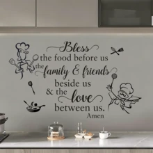1/4 piezas Pegatina de pared con cita de cocina, texto de utensilios de cocina, calcomanía autoadhesiva para decoración de hogar, cocina, comedor, salpicadero, removible e impermeable - Pegatinas de cocina - Ver 4