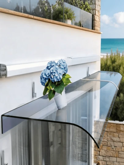 UVGuard Invisible Perspective Canopy - All-Season Waterproof Plastic Window Awning & Door Canopy, Easy Install, Outdoor Sun Protection, Minimalist Design