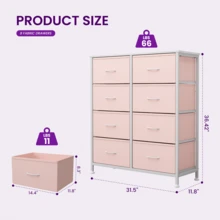 Sweetcrispy Tall Dresser With 8 Fabric Drawers Organizer Units, Chest Of Drawers For Bedroom With Wooden Top - 粉色 - 查看 2