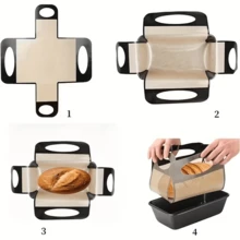 1/2pcs Reusable Silicone Bread Sling, Silicone Bread Pan Liner And Lifter, 4 Handles, Non-Stick And Easy To Clean Dough Transfer Baking Mat, Fits 9x5 Inch Or 1.5 Lb Bread Loaf Pan - Multicolor - View 6