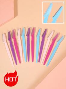 12pcs/Set Eyebrow Trimming Tool Set With Colorful Protective Cover, Anti-Slip Handle, Sharp Stainless Steel Blades,Cheap,Vanity,Travel,Bedroom,Makeup Accessories,Gifts For Women,Christmas Gifts,Travel,Cheap Stuff,Travel Essential - Multicolor - View 6