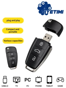 BIYETIMI Car Key Shaped USB Flash Drive, Portable Stylish USB Memory Stick, High-Speed Data Storage Pen Drive For Laptop, PC, Car Audio - Perfect Gift For Car Enthusiasts - View 1