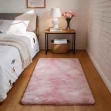 Mother's Day . Wedding Gift | Spring/Summer Soft Long Carpet, Bedroom/Living Room Suitable, Pink Tie-Dye Fluffy Shaggy Bedside Rug, Long Plush Non-Shedding, Girls Room Home Decor - Multicolor - View 12