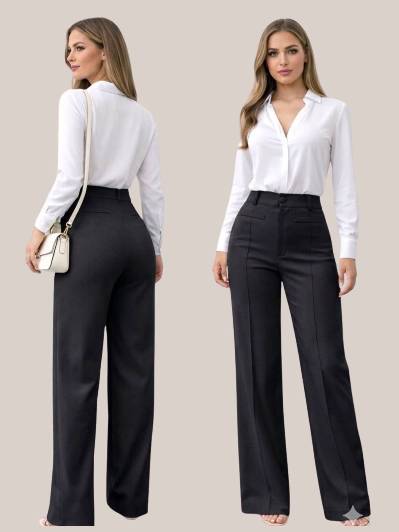 Tailored Wide-Leg Trousers With Pockets - Winter Fashion 2026 - 黑色 - 查看 1