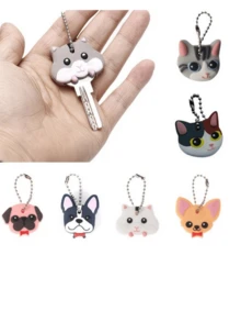 1 Móc khóa hình động vật dễ thương, nắp bảo vệ chìa khóa, vòng chìa khóa - Nhiều màu - Xem 1