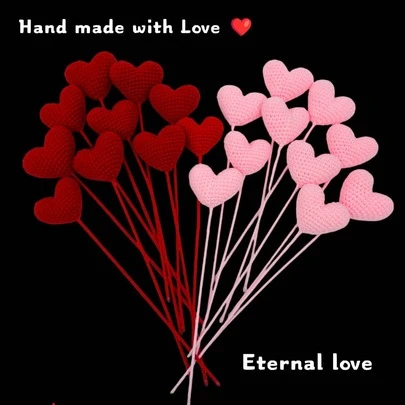 onEternal Flor eterna con forma de corazón hecha a mano a ganchillo con diseño floral, decoración del hogar, regalo, ramo para festivales, Día de la Madre, graduación, Día de San Valentín