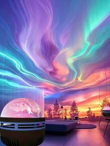 1个星空投影灯 - 极光遥控器，让房间更可爱迷人！卧室装饰氛围投影灯，婚礼、圣诞节、情人节礼物、新年装饰灯 - USB插头 - 彩色 - 查看 8