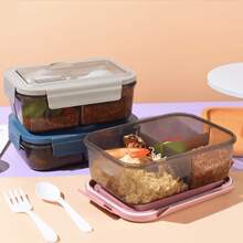 Hộp cơm trưa có ngăn dành cho nhân viên văn phòng, dùng được trong lò vi sóng, hộp cơm bento kiểu Nhật, hộp đựng cơm trưa bằng nhựa hình chữ nhật. - Nhiều màu - Xem 4