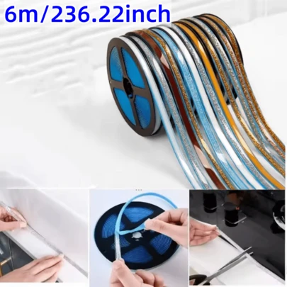 1 Cuộn 6m/236.22in Dải keo trang trí - Nẹp viền tự dính cho gạch, sàn nhà, bền, tự dính, dễ dán, dải viền trang trí cho sàn nhà và gạch phòng khách, giải pháp trang trí nhà DIY với keo dính lâu bền và dễ dàng tháo gỡ