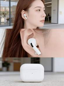真无线耳机 - 兼容苹果和安卓设备，内置麦克风，防汗，续航长达 24 小时 - 白色 - 查看 3