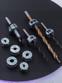 Bộ 1 vòng giới hạn khoan hệ mét và hệ inch, vòng giới hạn độ sâu khoan gỗ, và vòng chặn mũi khoan hình xoắn ốc cùng vòng khóa. - vòng giới hạn mũi khoan - Xem 5