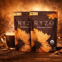 RYZE Mushroom Coffee Powder, Organic Functional Coffee Mix For Energy & Focus, No Jitters, Vegan Adaptogen Coffee, 30 Servings - 180g - View 9