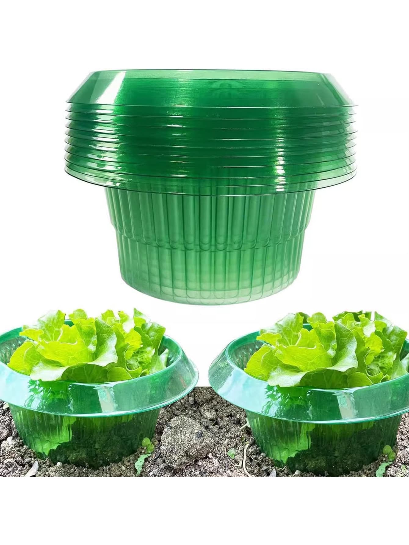 Snail Collar, Snail Protection Ring, Green Plastic Plant Protector, Snail Barrier, Snail Collar To Protect Plants, No Chemicals Needed, Suitable For Indoor And Outdoor Garden - A - View 1