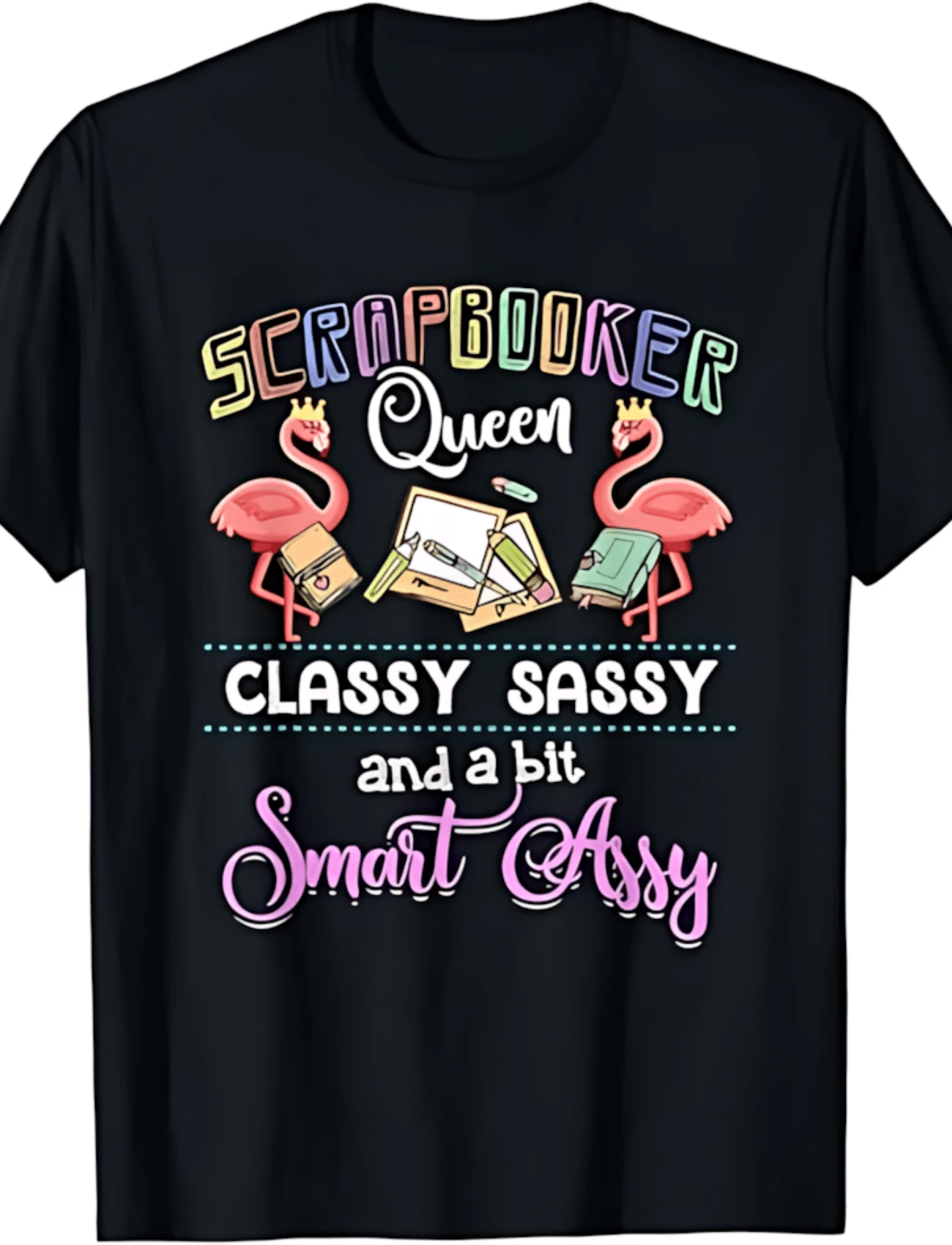 Scrapbooking - Scrapbooker Queen Classy Sassy Flamingo Gift T-Shirt - màu đen - Xem 1