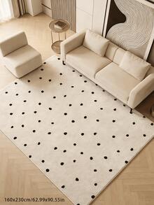 1pc Classic Black And White Polka Dot Pattern Decorative Rug, Suitable For Party Decor, Enhances Home Style, Essential Decoration For Adding Holiday Charm, Applicable To Bedroom, Living Room, Dining Room, Bathroom And Entryway, Plush Rug, Thickened Rug, Thick Rug, Furry Rug, Autumn/Winter Rug, Thickened Rug, Living Room Rug, Rug, Living Room Area Rug, Area Small Rug, Mat, Home Decor - Multicolor - View 3