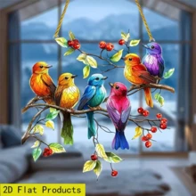 2D Flat Colorful Bird Suncatcher, 8 Inch (Approx. 20cm), Vibrant Acrylic Window Decor, Suitable For Decorating Living Room, Bedroom, Outdoor Garden Or Balcony, Easy To Hang - Perfect Gift For Friends And Family, Glass Effect/Pattern - Multicolor - View 6