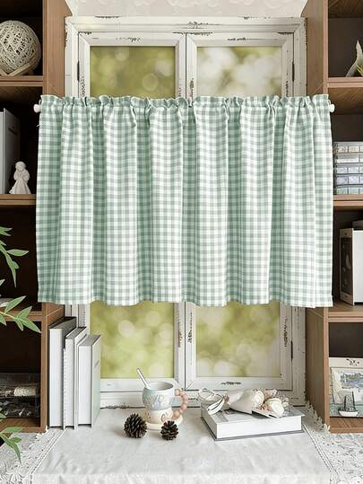 1/2 tấm rèm trang trí họa tiết kẻ caro, thích hợp cho phòng ngủ, phòng trẻ em, tiệc lễ hội, phòng khách, phòng ăn, nhà bếp, trang trí nhà cửa hàng ngày.