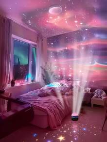 1个星空投影灯 - 极光遥控器，让房间更可爱迷人！卧室装饰氛围投影灯，婚礼、圣诞节、情人节礼物、新年装饰灯 - USB插头 - 彩色 - 查看 7