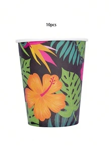 10 Stücke/30 Stücke/50 Stücke Hawaiianische Party Papiertassen, Sommer Einwegbecher, Hawaiianische Hibiskus Einwegtrinkbecher, Tiki Sommer Party Zubehör, Trinkgefäße, Hawaiianische Becher, Partydekoration, geeignet für Hawaiianische Aloha Luau, Tropischer Strand, Pool Party Zubehör - Mehrfarbig - Übersicht 8