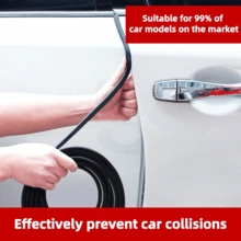 2m/5m/10m Universal U-Shaped Car Door Edge Guard Trim, Decorative Rubber Seal Strip, Anti-Collision Protector, Built-In Steel Frame, Anti-Scratch Rubber Trim, Decorative Edging - Black - View 1