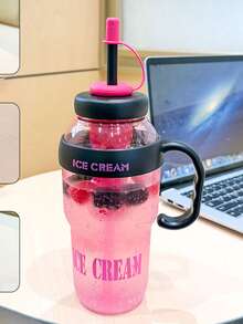 1 chiếc cốc có ống hút lớn thời trang, cốc nhựa bụng to, cốc dung tích lớn có tay cầm, bình nước lớn - Nhiều màu - Xem 13