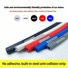 2m/5m/10m Universal U-Shaped Car Door Edge Guard Trim, Decorative Rubber Seal Strip, Anti-Collision Protector, Built-In Steel Frame, Anti-Scratch Rubber Trim, Decorative Edging - Black - View 3