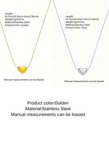 1件/2件装优雅简约不锈钢心形吊坠项链，适合女性日常佩戴或约会场合。 - 項鍊 - 查看 2