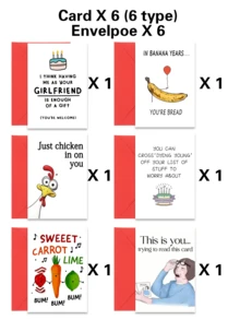 12pcs Funny Birthday Greeting Cards With Envelopes, Humorous Birthday Party Invitations, Birthday Gift Decorations, Suitable For Family, Friends, Colleagues Gatherings - Merah - View 3