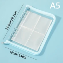 1 pieza Álbum de anillas con cremallera tamaño A5, cuaderno organizador con cubierta brillante, álbum de fotos de PVC transparente, portador de tarjetas de fotos, álbum de almacenamiento de coleccionista, organizador de pegatinas A5 con cremallera, para organizar fotos, tarjetas de intercambio y tarjetas de juego, manualidades, vuelta al cole - Conjuntos - Ver 2