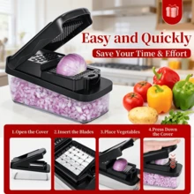 13 In One Original Professional Chopper - Vegetable Chopper And Screw Machine, Food Chopper With Container, Fruit Slicer, Kitchen Utensils And Accessories, Household Essentials Manual Kitchen Tool Kit, Suitable For Potatoes, Carrots, Cucumbers, Meal Preparation, Efficient Slicer, Compact Design, Busy Mothers - Multicolor - View 6