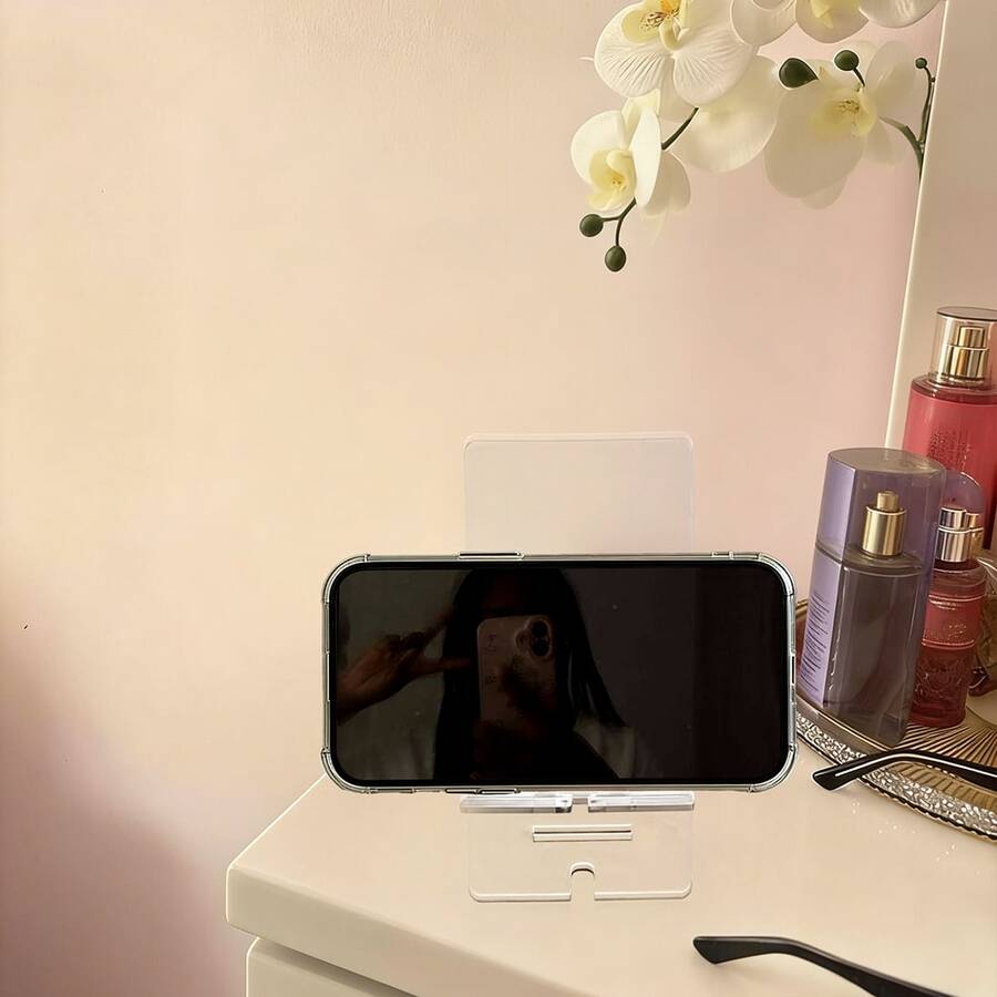 1pc High-End Acrylic Phone/Tablet Stand, Crystal-Like Texture, Minimalist Jesus Design, Adjustable For Charging And Displaying Collectibles