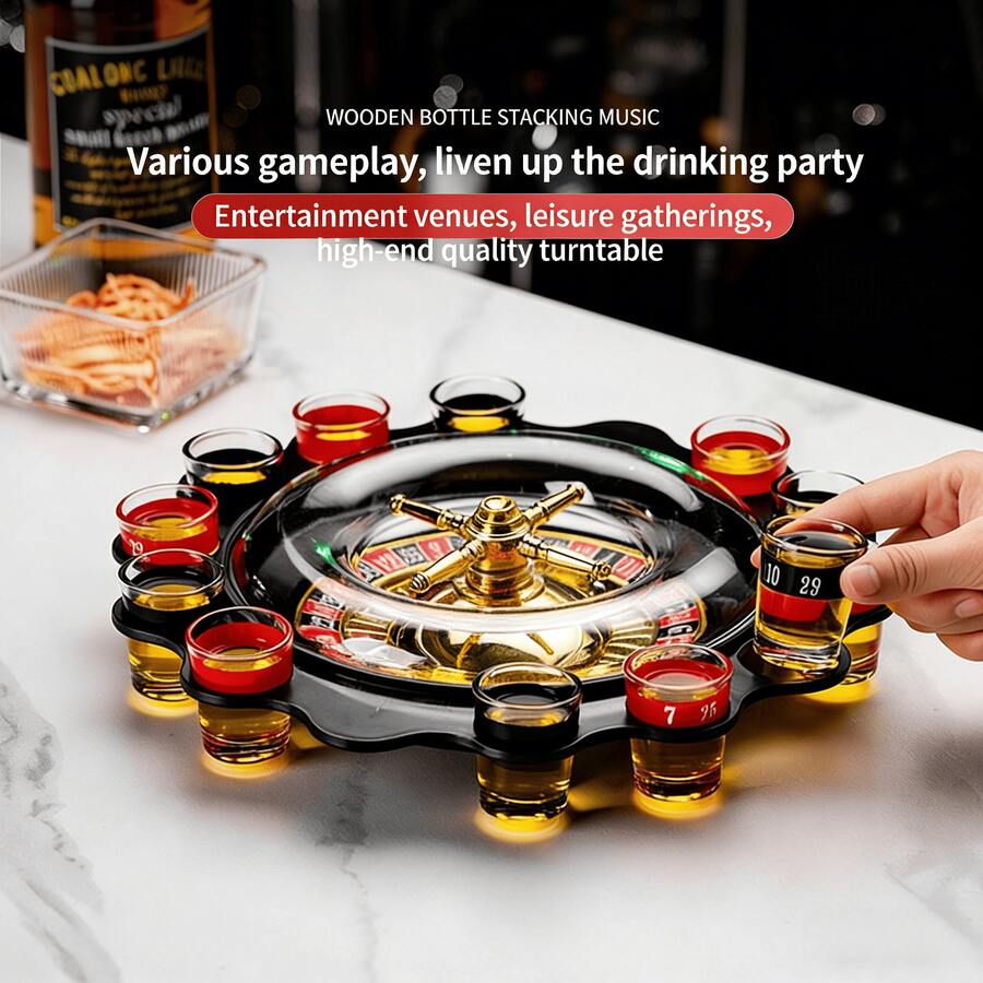 Russian Roulette Wheel Spinning, 12 Cups Of Drinking, Spinning Wheel, Bar, Drinking Games, Toys, Entertainment, And Wine Glasses - Multicolor - View 1